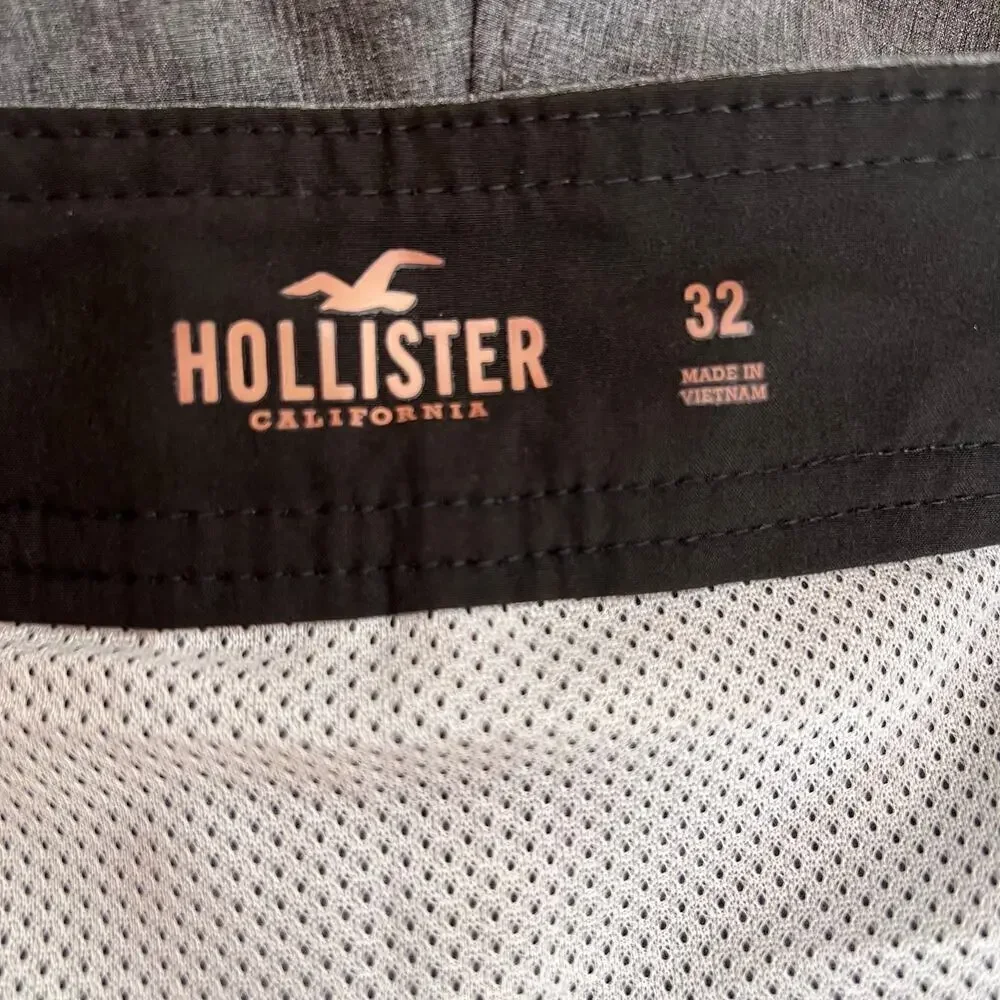 HOLLISTER Watersport Hybrid Shorts Swim Trunks in Gray and Black Men's 32 Waist